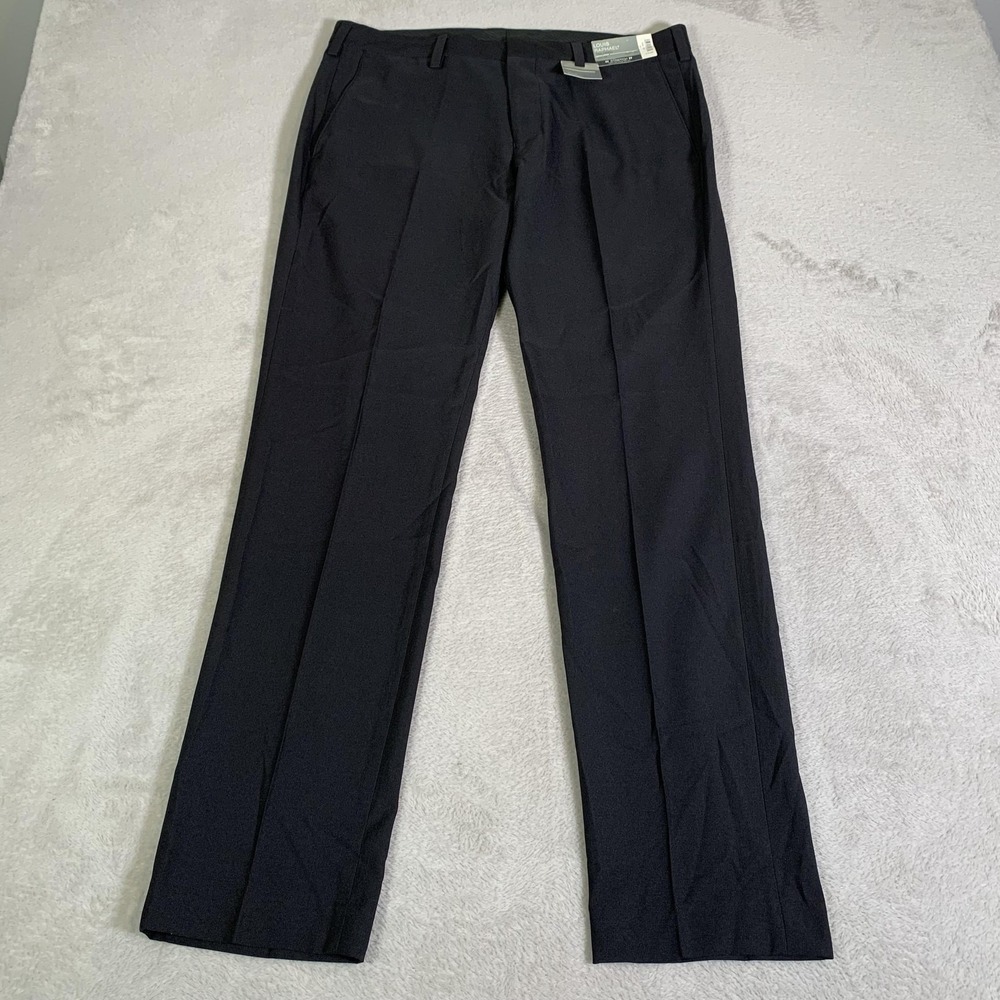 Louis Raphael Pants Mens‎ 34x32 Black Slim Fit Stretch Dress Flat Front NEW